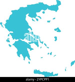Greece MAP in Blue, Country Border, Greece Map, Border line of Greece, Geographic Map Stock Vector