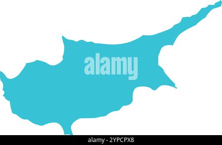 Cyprus MAP in Blue, Country Border, Cyprus Map, Border line of Cyprus, Geographic Map Stock Vector