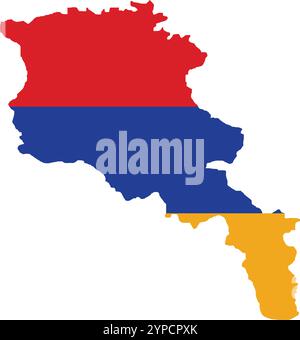 Armenia Flag in Map, Armenia Map with Flag, Nation Flag of Armenia, Armenia map Stock Vector