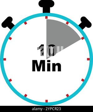 Stopwatch icon, clock icon, Countdown timer symbol, Sport clock, timer symbol, 10 Minutes Stopwatch, Ten minutes timer Stock Vector