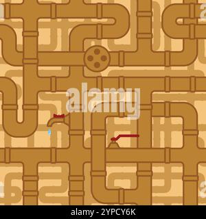Bent pipes with taps seamless pattern Stock Vector