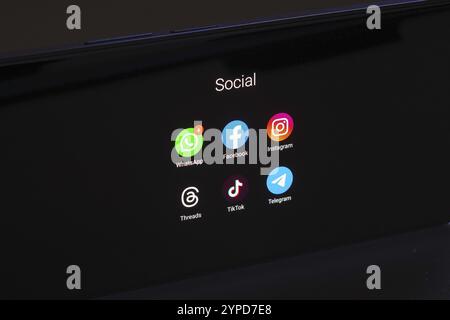 May 5, 2024, Brazil. In this photo illustration social networks (WhatsApp, Facebook, Instagram, Threads, TikTok and Telegram) logos seen displayed on Stock Photo