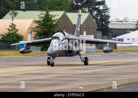 French Air Force Dassault-Dornier Alpha Jet E training jet aircraft taxiing at Mont-de-Marsan Air Base. France - May 17, 2019 Stock Photo