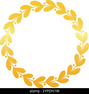 Golden laurel wreath forming a circle, symbolizing victory, achievement ...