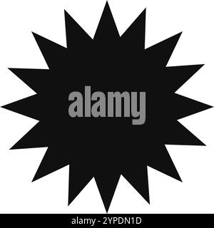 Striking black starburst shape commands attention with its numerous sharp points radiating outward, creating a dynamic and energetic visual Stock Vector