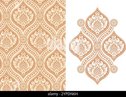 USSR wallpaper in khrushchevka. Old style interior with wallpapers of the Soviet Union period time with floral elements Stock Vector