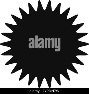 The stark black sunburst shape features numerous sharp triangles emanating from its center, creating a dynamic and eye catching visual Stock Vector