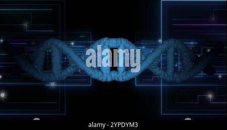 DNA strand and binary coding, scientific data processing image Stock Photo