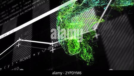 Digital brain visualization and data processing image over programming code Stock Photo