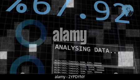 Analyzing data image over percentage and world map graphics Stock Photo