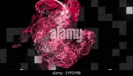 Abstract red and white particles forming dynamic shapes, digital art image Stock Photo