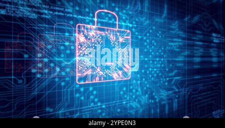 Image of data processing over padlock icons Stock Photo