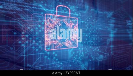 Image of data processing over padlock icons Stock Photo