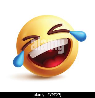 Goofy emoji 3d clipart character. Emoji silly face character, crazy, silly, humor, happy, crying, joyful and funny facial expression graphic elements. Stock Vector