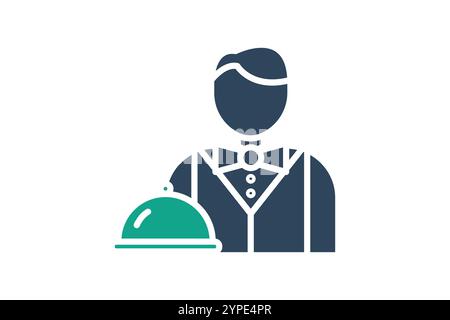 Waiter icon. solid icon style. icon related to meal. restaurant elements vector illustration Stock Vector
