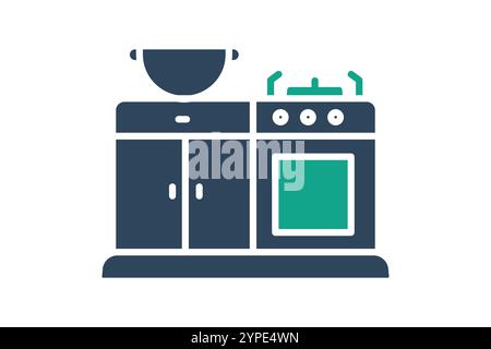 Kitchen icon. solid icon style. icon related to cooking. meal elements vector illustration Stock Vector