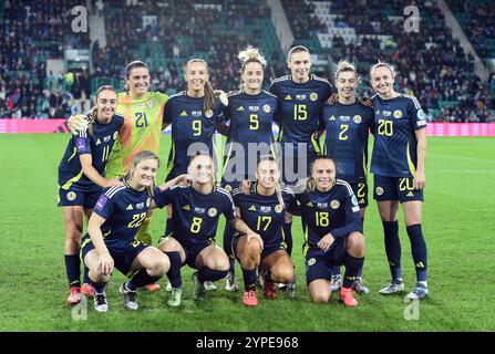 Easter Road, Stadium, Edinburgh Scotland .UK 29th November 24. Scotland v Finland UEFA WomenÕs European Qualifier Play - Off Final. Scotland Team Credit: eric mccowat/Alamy Live News Stock Photo