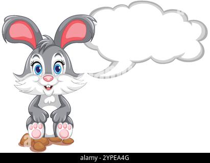 Adorable rabbit illustration with empty speech bubble Stock Vector