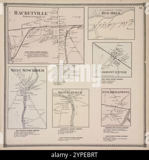 Racketvillle [Village]; West Stockholm [Village]; West Stockholm Business Directory. ; Racketvillle Business Directory. ; Skinnerville [Village]; Skinnerville Business Directory. ; East Stockholm Business Directory. ; Red Mills [Village]; Lisbon Center [Village]; Lisbon Centre Business Directory. ; Stockholm Depot [Village]; Stockholm Depot Business Directory. ; Knapp Station Business Directory. 1865 Stock Photo