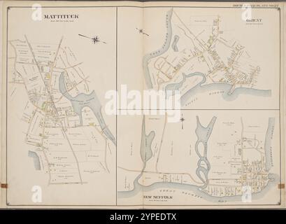 Suffolk County, V. 2, Double Page Plate No. 27 [Map bounded by Mattituck, Orient, New Suffolk] 1902 - 1909 Stock Photo