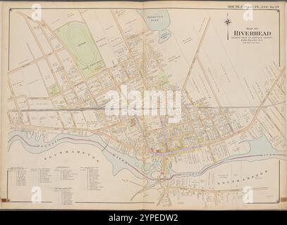 Suffolk County, V. 2, Double Page Plate No. 29 [Map bounded by Map of Riverhead] 1902 - 1909 Stock Photo