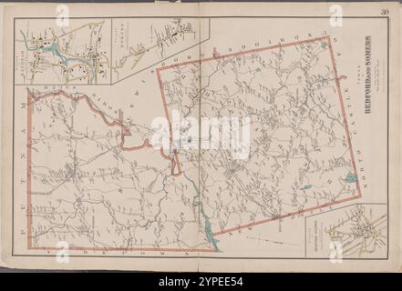 Westchester, Double Page Plate No. 30 [Map of Town of Bedford and Somers] 1893 Stock Photo