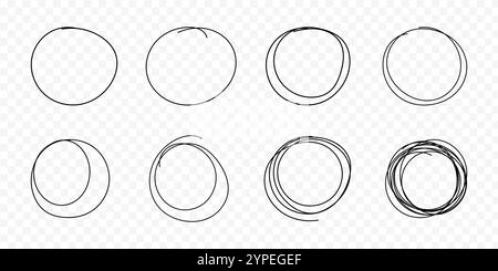 Vector hand drawn circles on transparent background Stock Vector