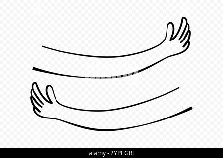 Vector hand drawn hugging hands on transparent background Stock Vector