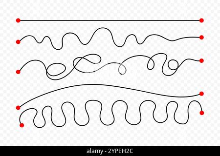 Vector illustration of Route Path set on transparent background Stock Vector