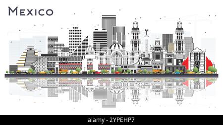 Mexico City Skyline with Gray Buildings and Blue Sky. Vector ...