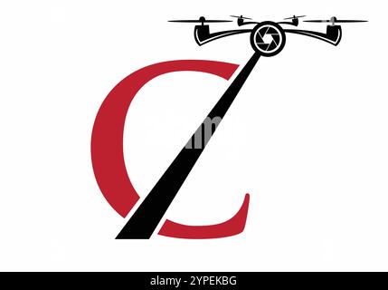 Initial Letter C Drone Logo Concept For Photography Symbol Vector Template Stock Vector