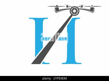 Initial Letter H Drone Logo Concept For Photography Symbol Vector Template Stock Vector