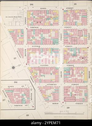 Manhattan, V. 1, Double Page Plate No. 26 [Map bounded by Essex St., Rivington St., Ridge St., Division St.] 1894 Stock Photo