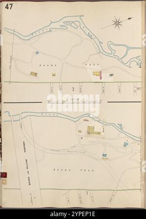 Bronx, V. B, Plate No. 47 [Map bounded by Bronx River, Bronx Park] 1905 - 1908 Stock Photo