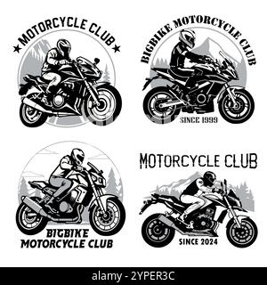 Bigbike Motorcycle Club Logo Set Stock Vector