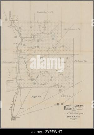 Map of Parke County, Indiana  1872 by Cox, E. T. (Edward Travers), 1821-1907 Stock Photo