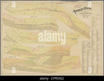 Geological map of the Mother Lode region  1896 by Fairbanks, Harold W. (Harold Wellman), 1860- Stock Photo