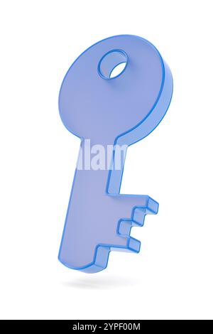 Glass key on white background. Isolated 3D illustration Stock Photo