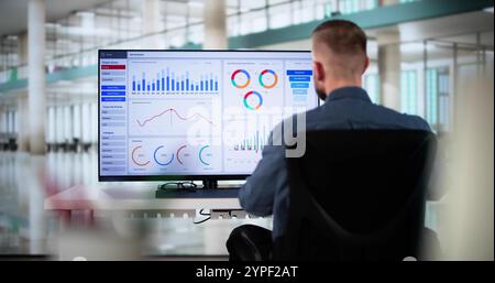 Data Analyst Using Data Analytics KPI Dashboard Stock Photo