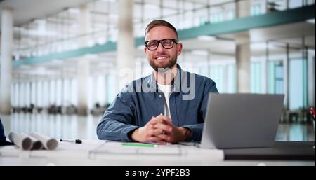 Civil Engineer Drawing Architecture Plan And Construction Design Stock Photo