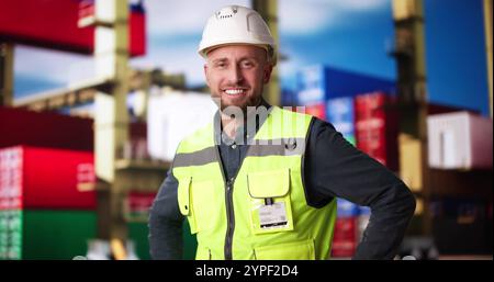 Delivery Cargo Business Technician In Uniform. Export Management Stock Photo