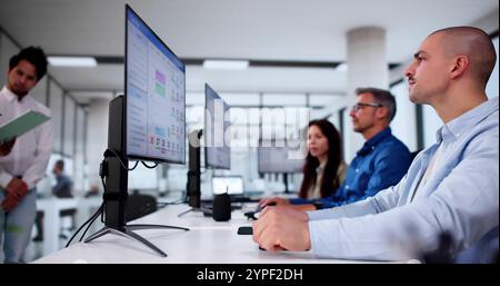 Calendar Schedule Planning Using Gantt Chart On Computer Stock Photo