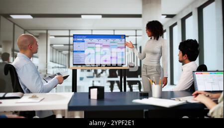 Digital Scrum Agenda Schedule And Gantt Chart Software Stock Photo