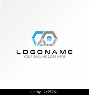 Logo design graphic concept creative premium vector stock image graphic initial CP hexagon font connected circle business to monogram typography tech Stock Vector