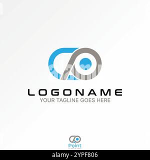 Logo design graphic concept creative premium vector stock image graphic initial CP sans serif font connected circle business monogram typography tech Stock Vector