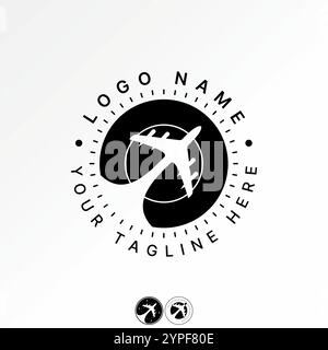 Logo design graphic concept creative premium vector stock image graphic jet plane with big smoke booster fast flying travel passenger airline takeoff Stock Vector