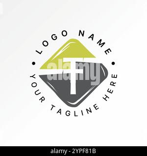 Logo design graphic concept creative premium vector stock image graphic letter TTH or FF font square top down scratch art monogram typography branding Stock Vector