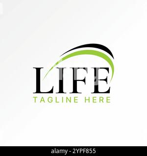 Logo design graphic concept creative premium vector stock image graphic text word Life serif font unique two swoosh wave to monogram typography brand Stock Vector