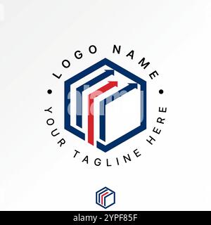 Logo design graphic concept creative premium vector stock image graphic three lines arrow 3D initial E font hexagon connect monogram typography sport Stock Vector