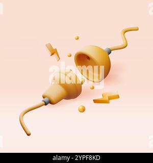 3D electric plug and socket isolated. Stock Vector